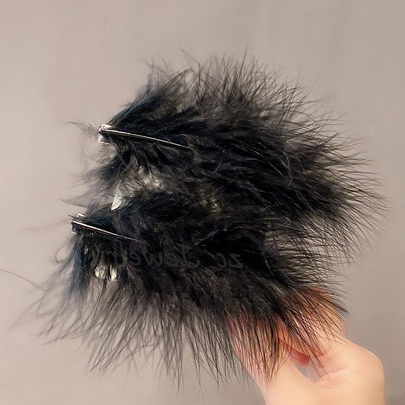 White Swan Feather Pearl Headdress Hairpin Fairy Hair Accessories Side Clip