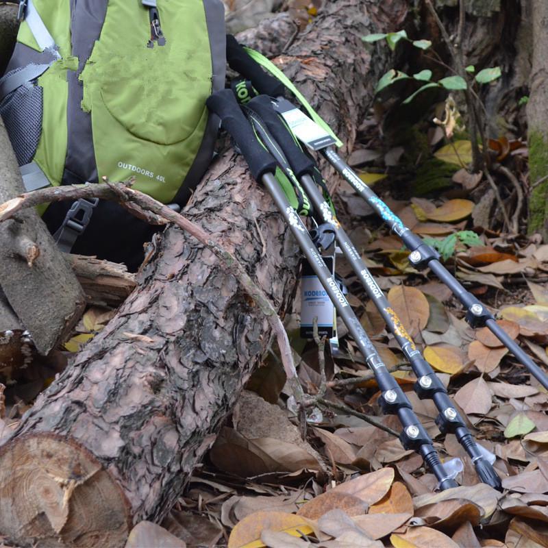 Ultralight Carbon Fiber Three-Section Trekking Poles with External Lock for Hiking and Walking