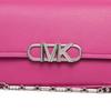 Michael Kors PARKER Simple Silhouette Silver Logo Metal Flap Design Cow Leather Hand-held Crossbody Shoulder Bag Medium Size Women's Pink