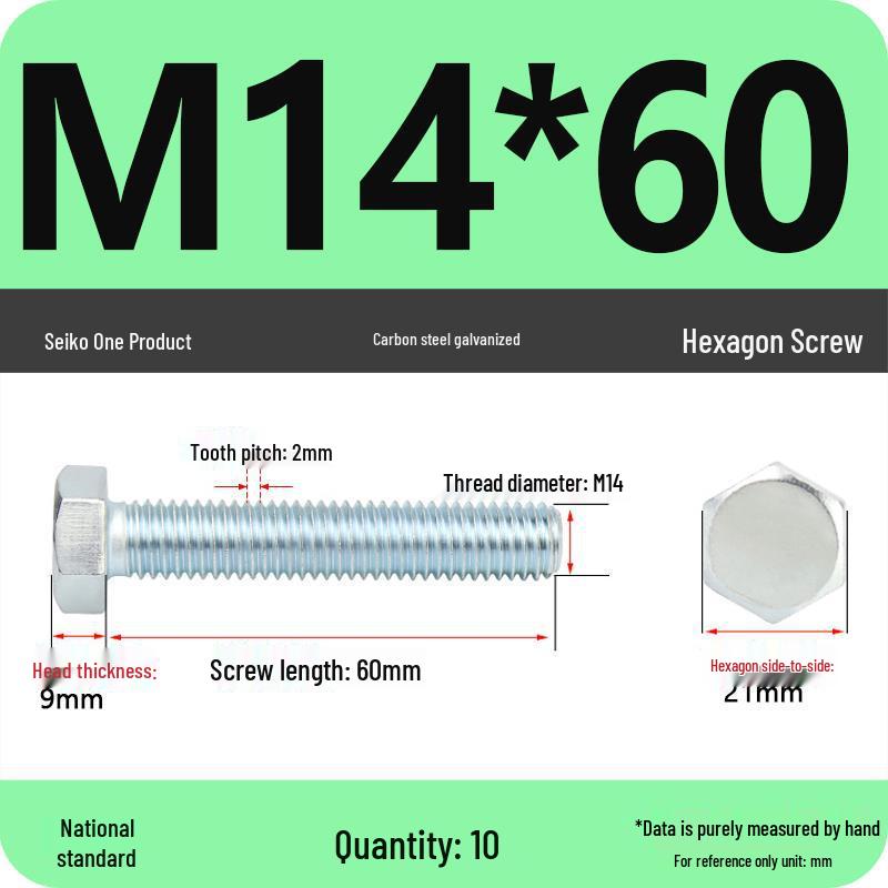 8.8 Grade Galvanized Hex Head Bolt, High-Strength M4-M30