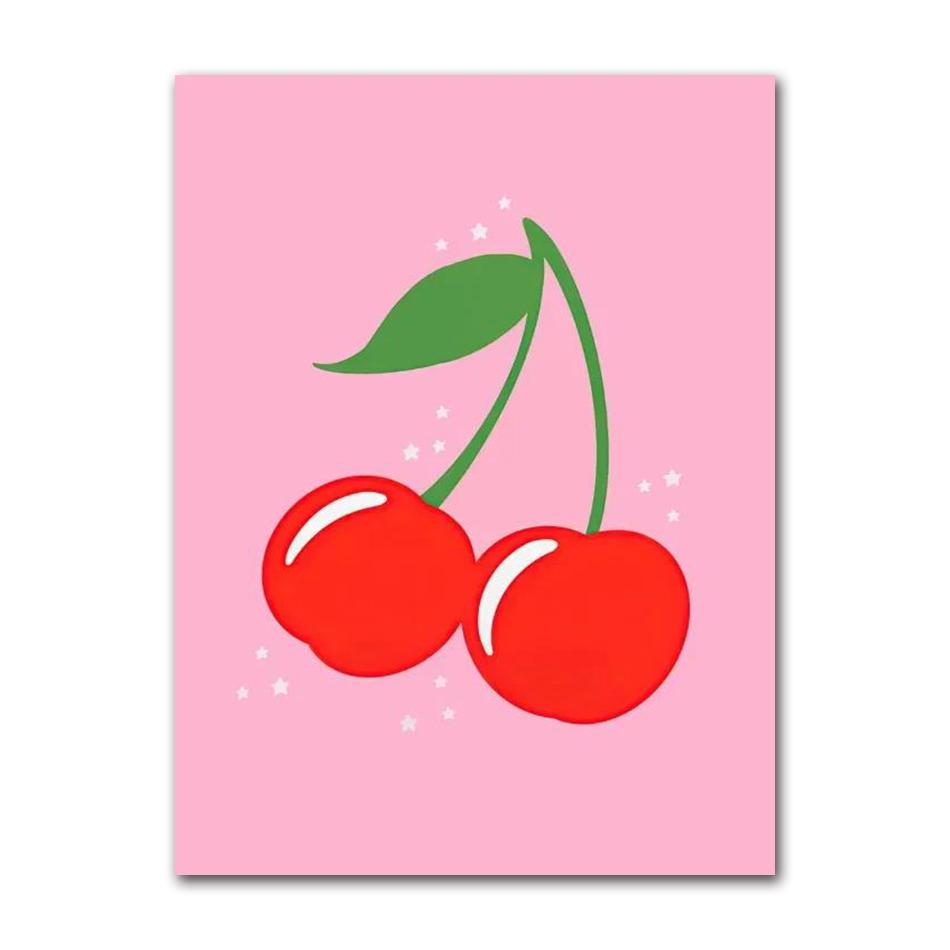 Abstract Coffee Cherry Strawberry Plant Wall Art Canvas Painting Nordic Posters And Prints Wall Pictures For Pink Kitchen Decor