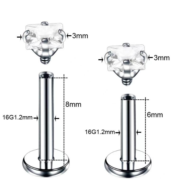 2 Stück Edelstahl Piercing Tragus Ohrstecker, Kristall Labret Kleiner Ohrstecker Helix Knorpel Ohrring für Frauen Körperschmuck