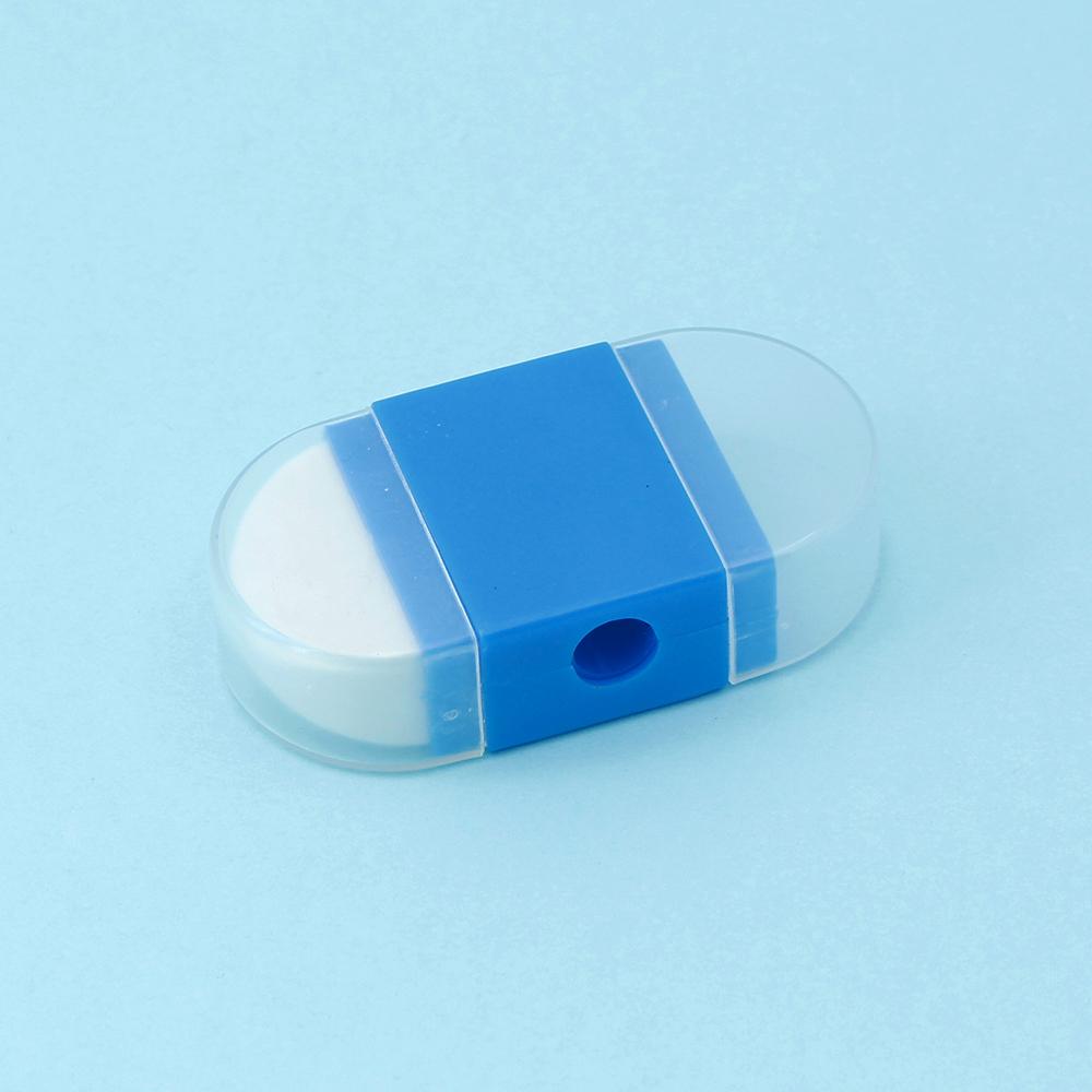 

Точилка для карандашей 2 в 1, школьные и офисные принадлежности, с функцией ластика, портативная ручная точилка для карандашей 599A синий