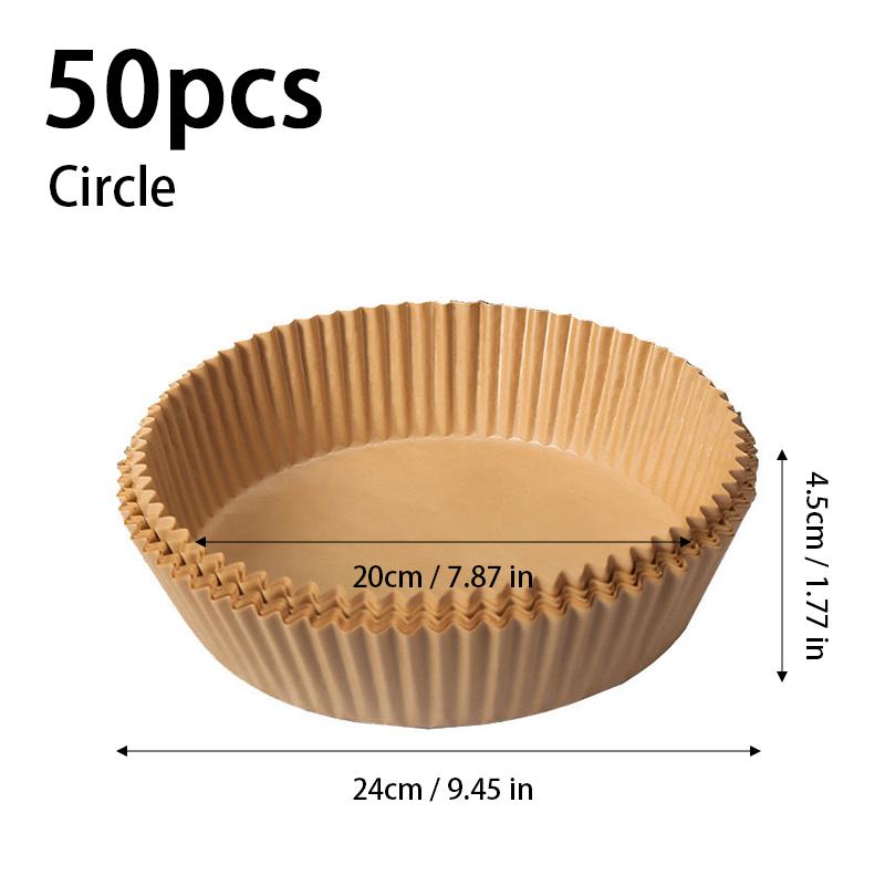 

50pcs Square Oil Proof Paper Circular Air Fryer Oven Non Stick And Non Washable Pot Paper Tray Thicken Oil Paper Pad 20cm