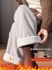 Pantaloni Harem Skinny da Donna a Vita Alta in Lana, con Velluto Interno, Ispessiti, Corti 8/9, Pantaloni Versatili per Completo Autunno/Inverno.