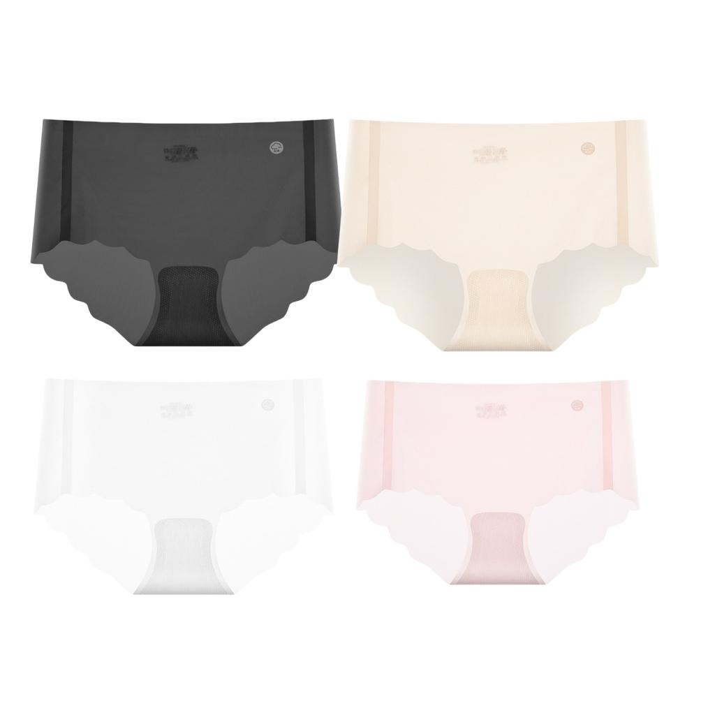 4 Stück/Set Eis-Seiden-Slips Damen-Dessous Schnell trocknend Ultradünn Nahtlos Niedrige Taille Sommer-Unterwäsche Slips