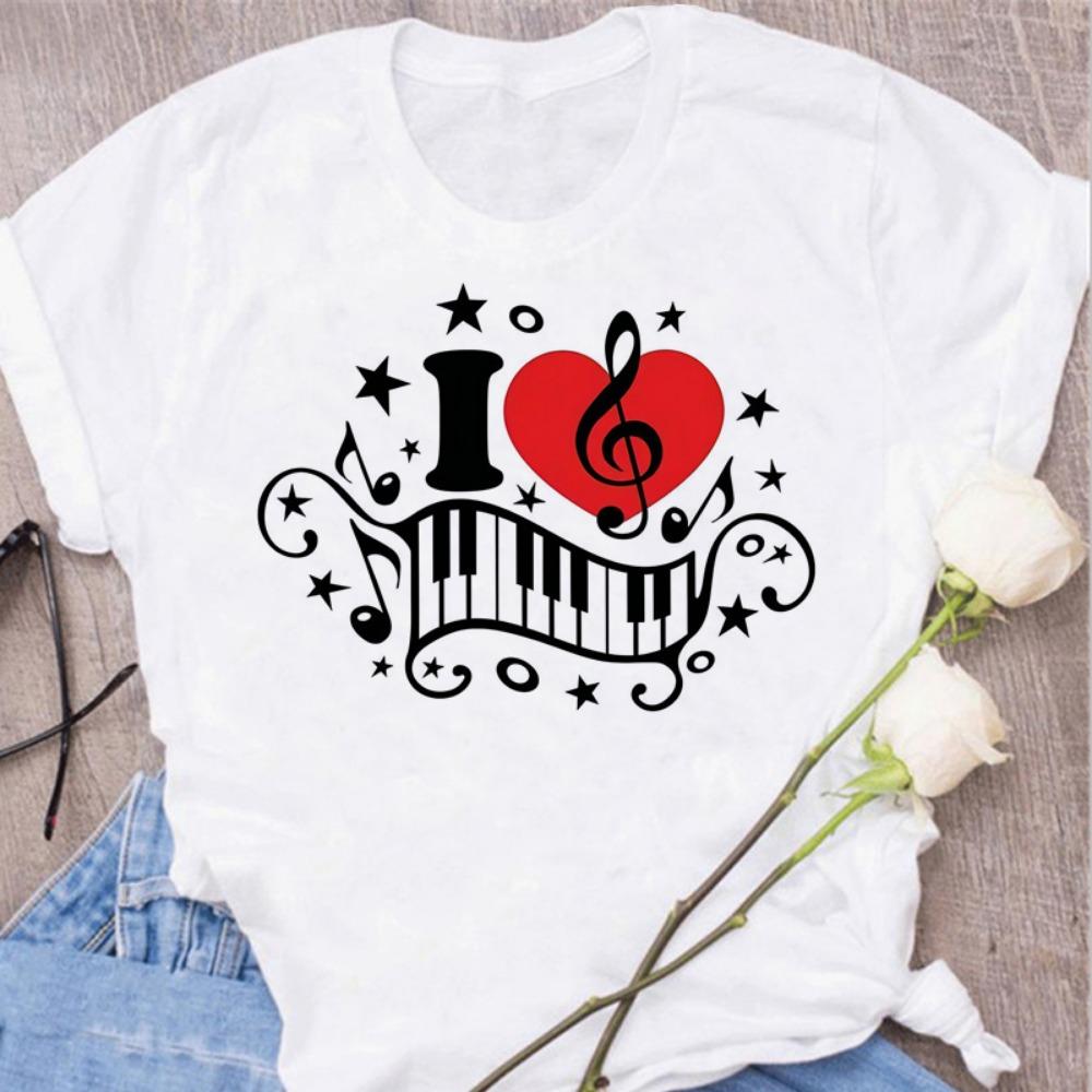 Neue Harajuku Lustige Musik Note Kunst T Shirt Mode Frauen T Shirt Musik Tops Kurzen Ärmeln Schwarzes T-shirt Damen Casual tees Top