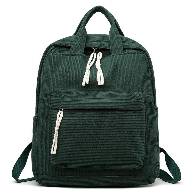 

2025 new Korean version corduroy backpack fashion trend solid color travel bag student girl backpack college style