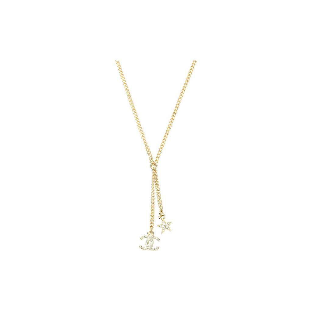 CHANEL Double C Rhinestone Necklaces Women's Gold ABB258-B13560-NQ105
