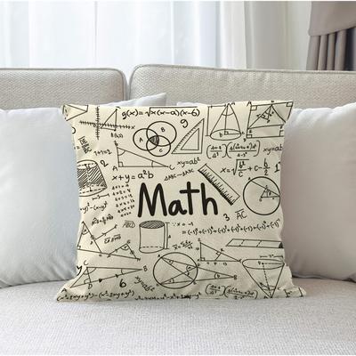Math Formula Throw Pillow Cover Vintage Handwritten Math Print Decorative Cushion Cover For Home Decor