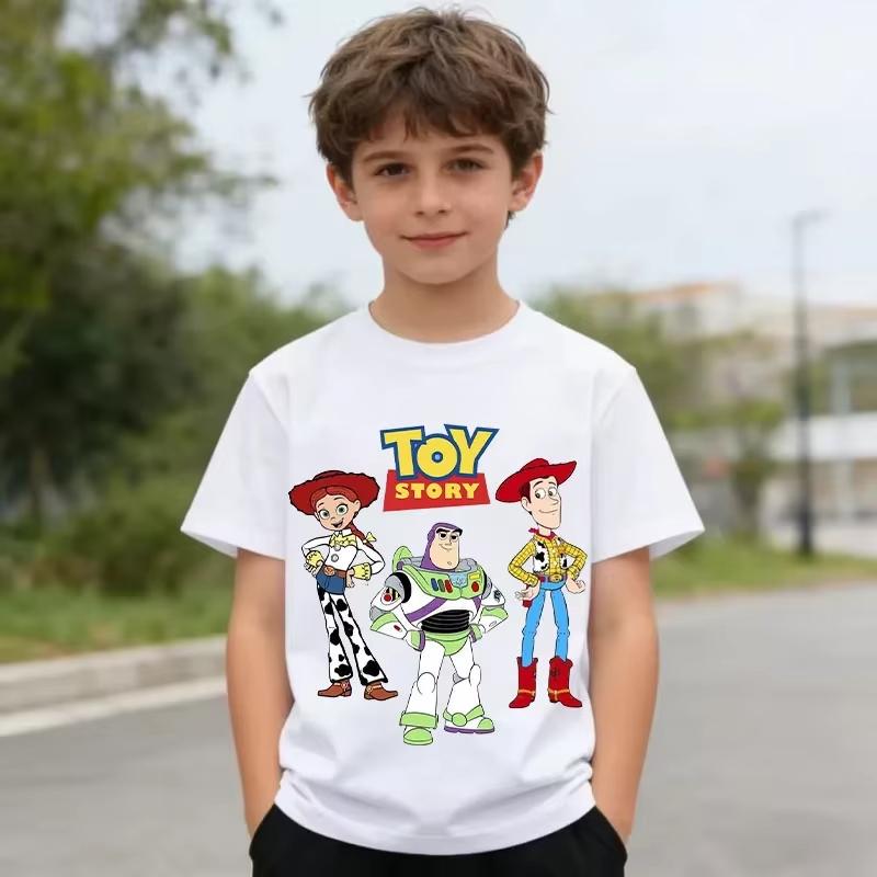 Cotton short-sleeved children's toy cartoon print boys'sports shirt for ages 1-12, casual top summer T-shirt with cartoon design