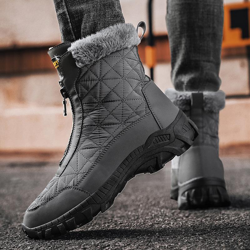 

2025 зимние хлопковые ботинки мужские большого размера сноубутсы уличные бархатные туфли на платформе новые ботинки Гаобан 47 серый