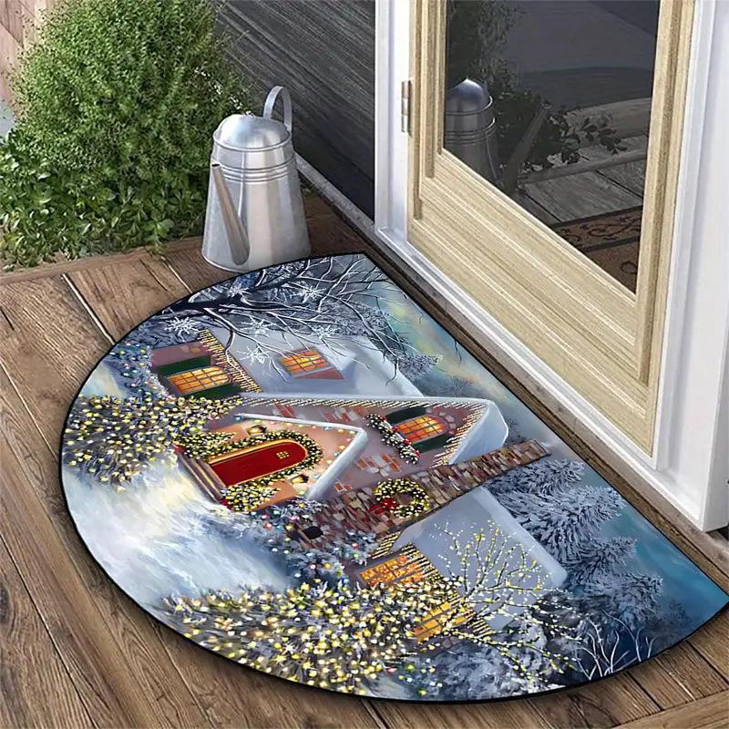 

Рождественские коврики из хрустального бархата, украшение для входа в дом, полукруглые коврики, противоскользящие коврики для туалетов 40*60cm
