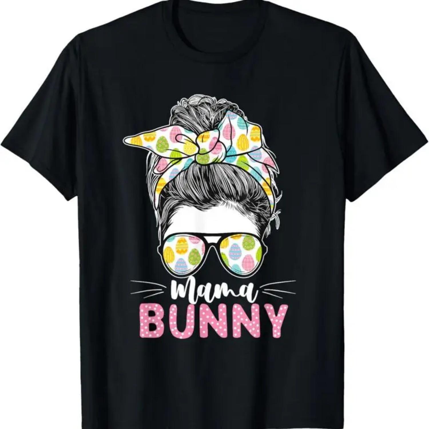 Mama Bunny Leopard Sunglasses Easter Sunday T Shirt S