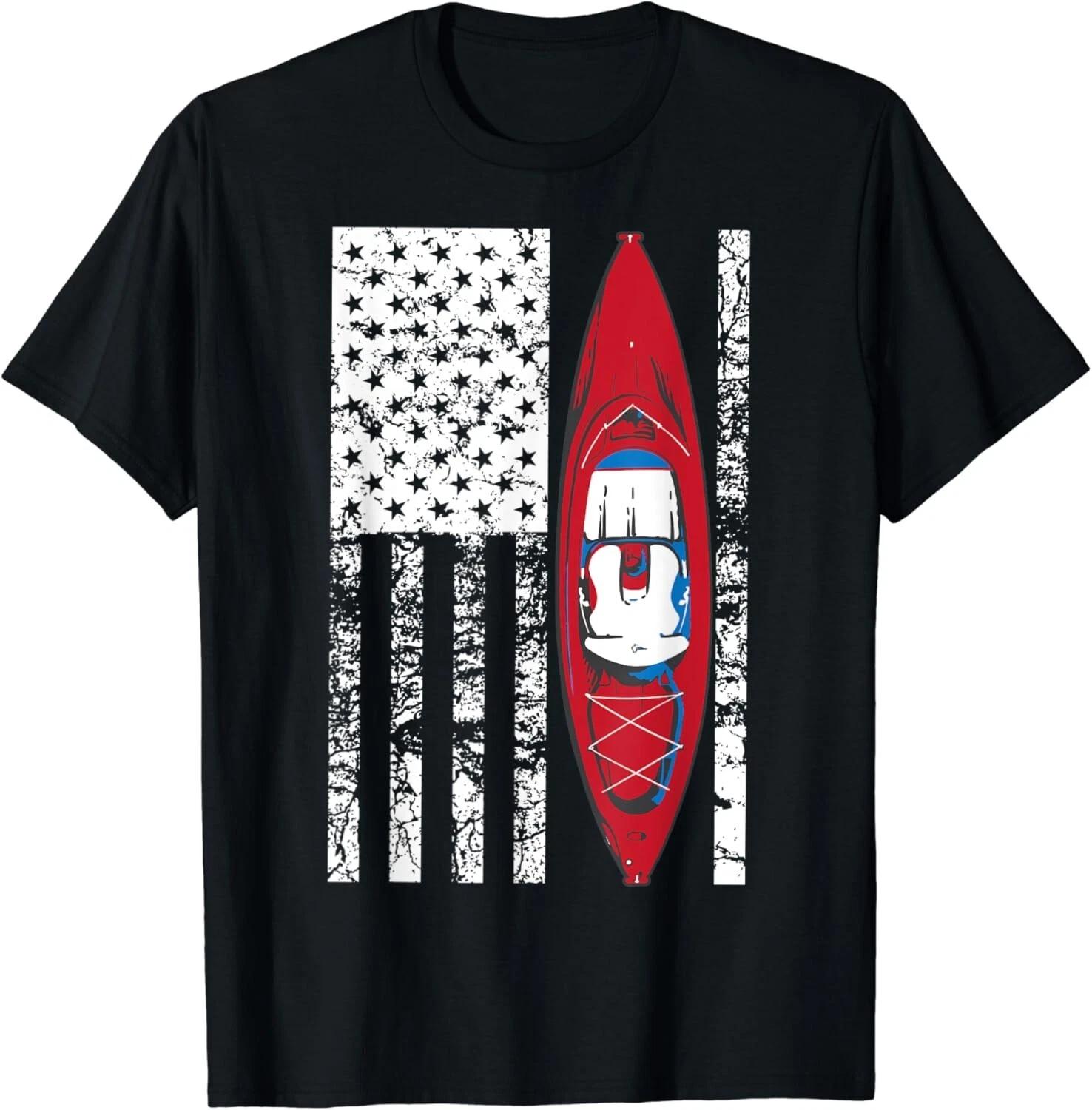 

Kayak US American Flag Shirt | Cute Unique Kayakers Tee Gift Unisex T-Shirt XL