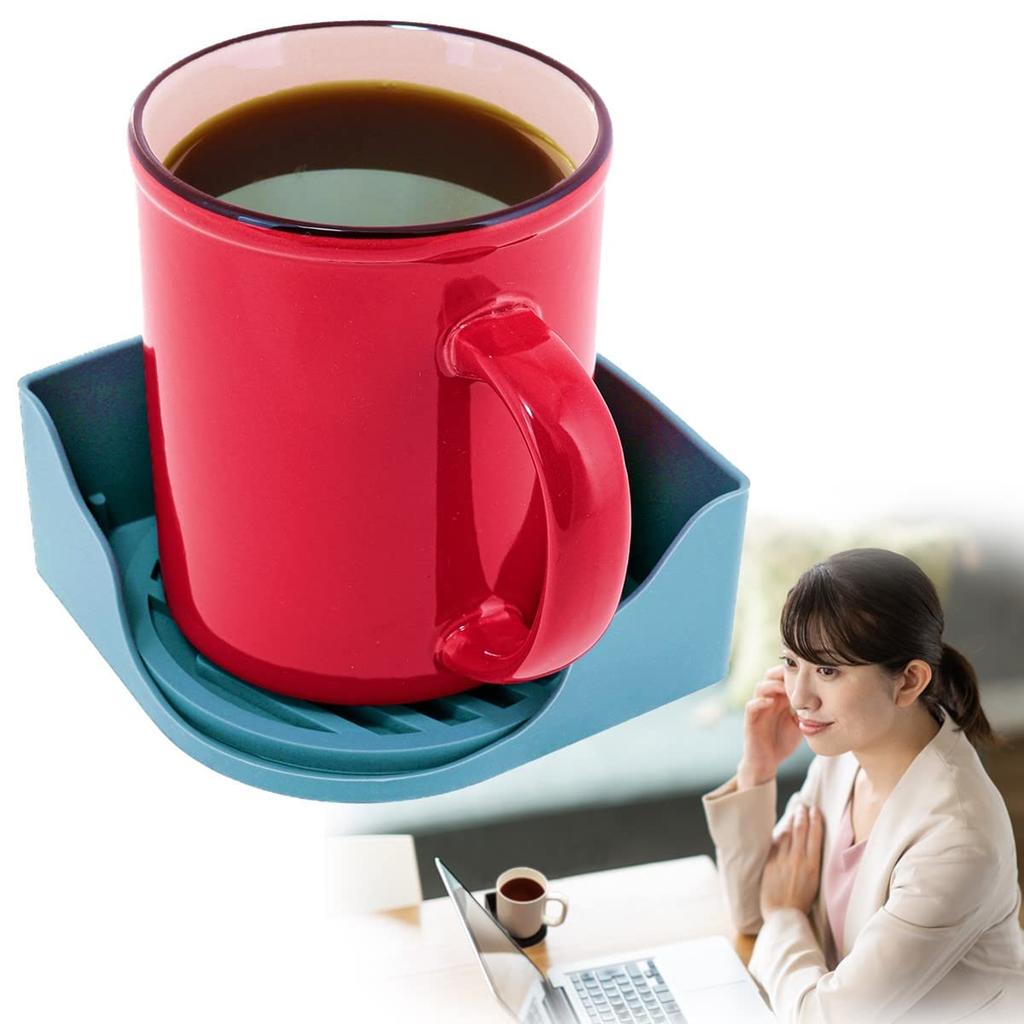 ReTORUE Spill-Free Drink Holder Coaster, Silicone, for Desktop Drinks (Green)