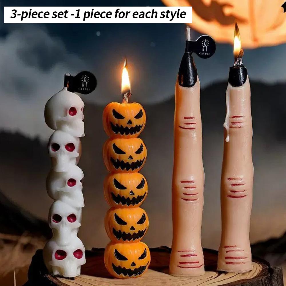 3PCS/1PC Halloween Aromatherapy Handmade Soy Wax Candles Creative Styling Essential for Setting the Atmosphere during Halloween