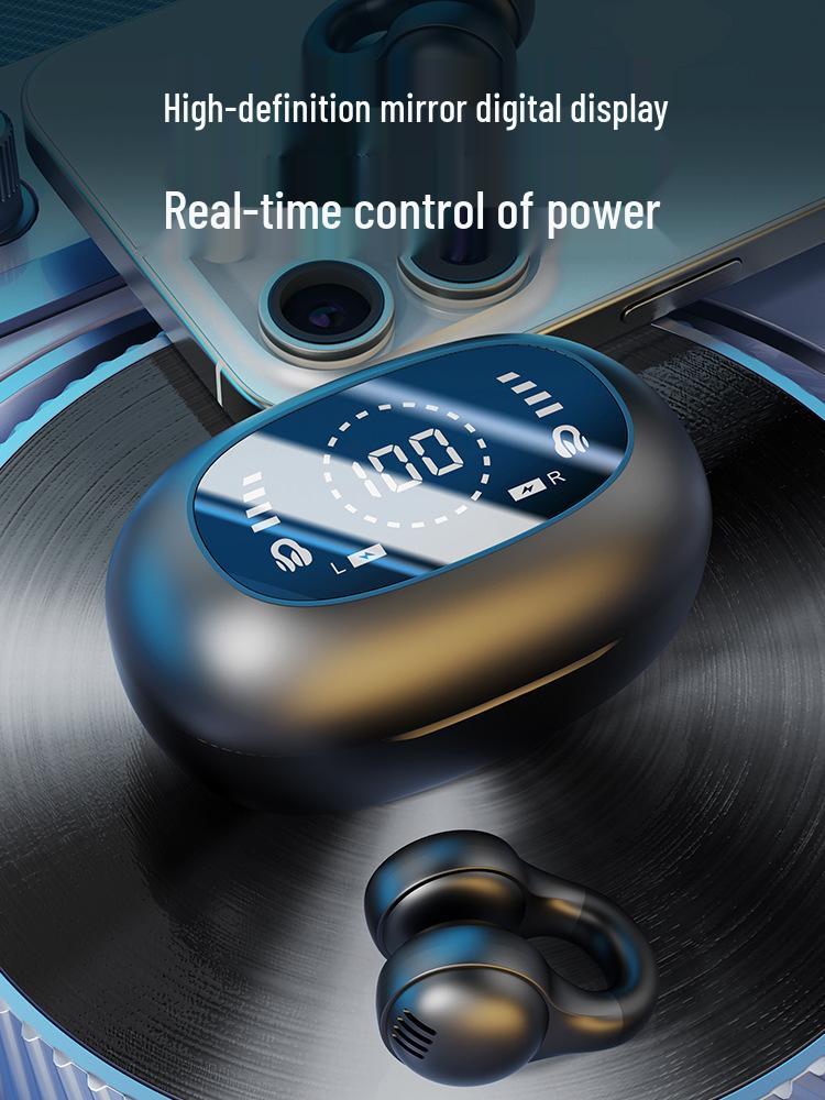 True Wireless Digital Display Stereo Bluetooth Ear-Clip Earphones with Charging Case