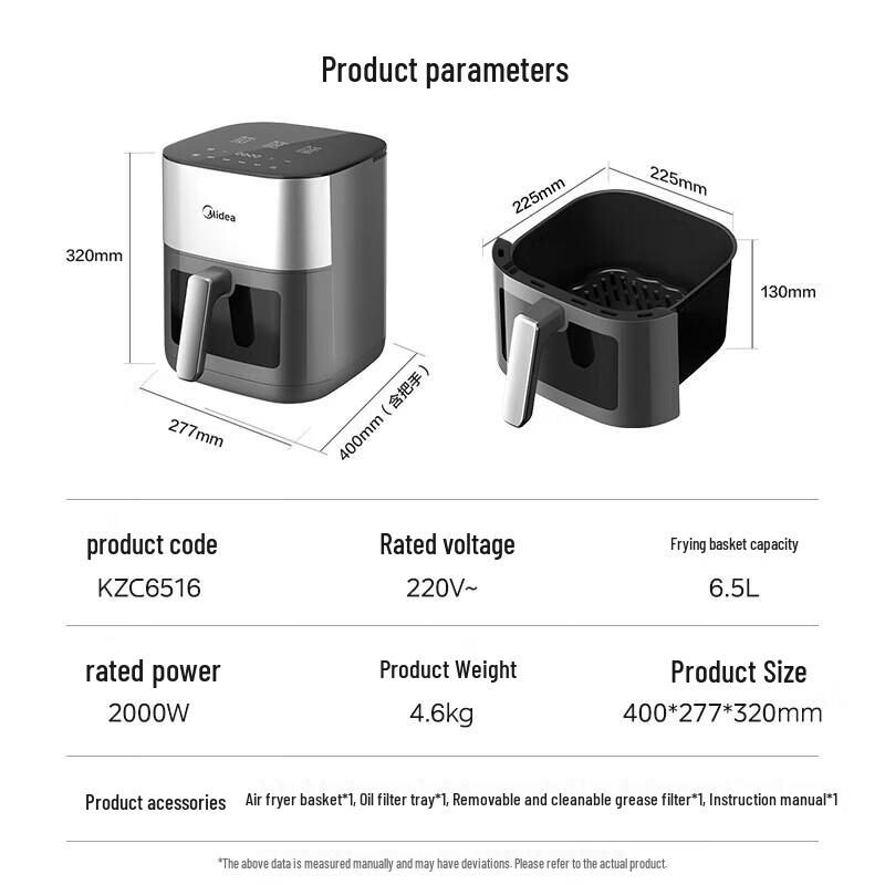 Midea 6.5L Smart Air Fryer with Steam Function