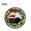 Lightweight Acrylic Party Supplies Christmas 2D Suncatcher, Stained Glass Style Black Cat Window Hanging, Holiday Hanging Door Plaques Colorful Plaque