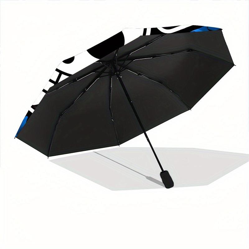 1pc One Piece Straw Hat Automatic Folding Umbrella with 8-Rib Compact & Lightweight Design, Self-Opening/ Closing044