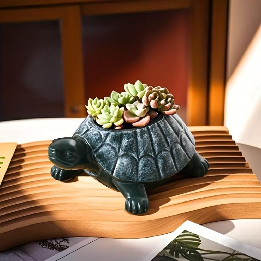 Decorative Turtle Planter Statue Rustic Style Animal Sculpture Succulent Pot  Outdoor Decoration