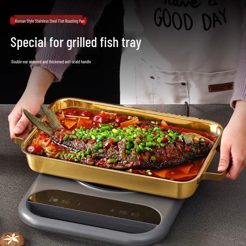 Large Stainless Steel Deep Roast Fish Pan
