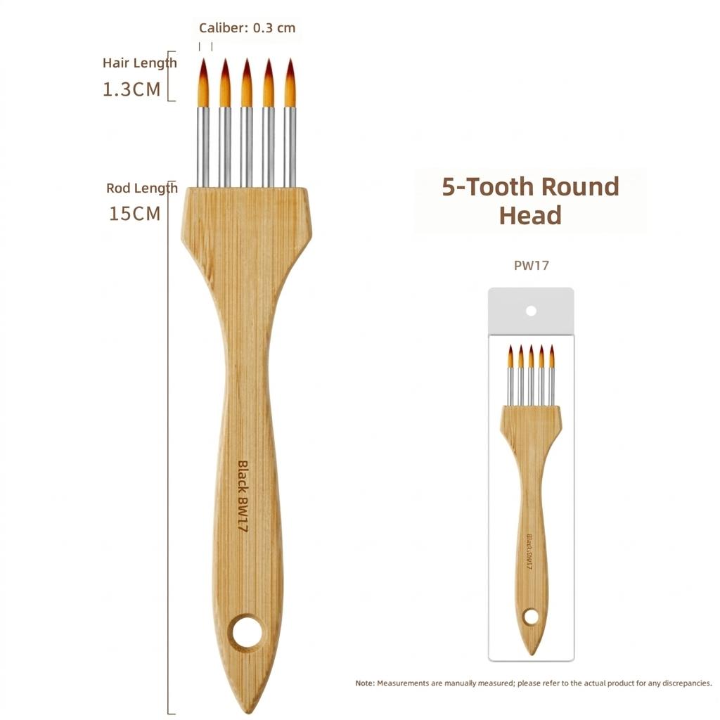 Multi-tooth Pen Comb Multifunctional Watercolor Acrylic Gouache Wood Handle Flat Peak Artist Paint Brush