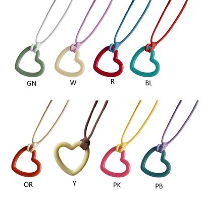 Sladký přívěsek ve tvaru dutého srdce Náhrdelník Párty šperky Módní Statement Choker Jednoduchý Barevný šňůrkový náhrdelník
