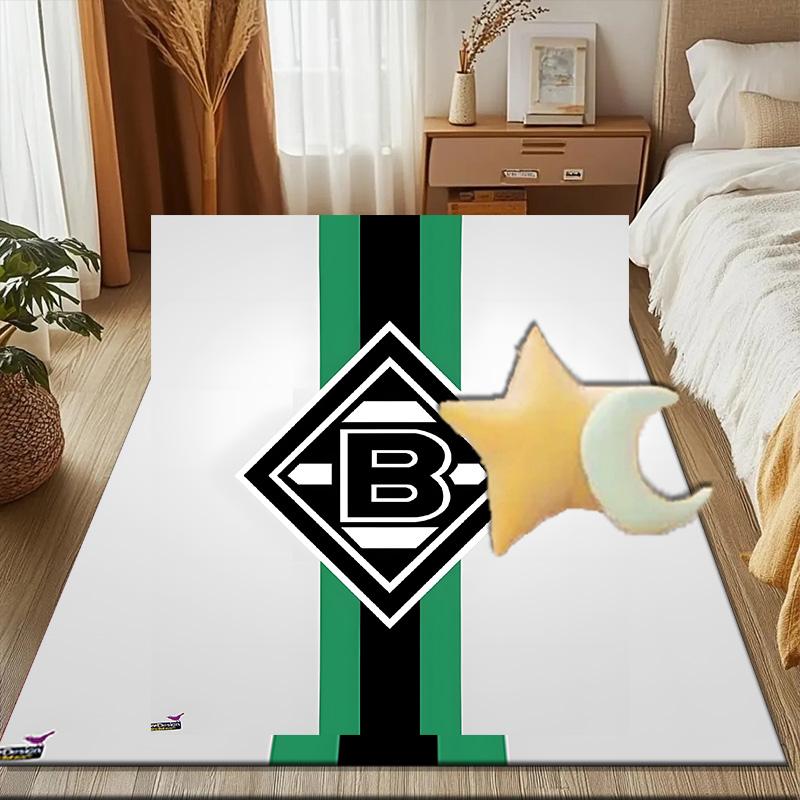 Green Black Borussia Rug for Living Room, Game Rooms, Office, Bedroom, Office Floor Mat Playful Design, fan gifts Christmas decor