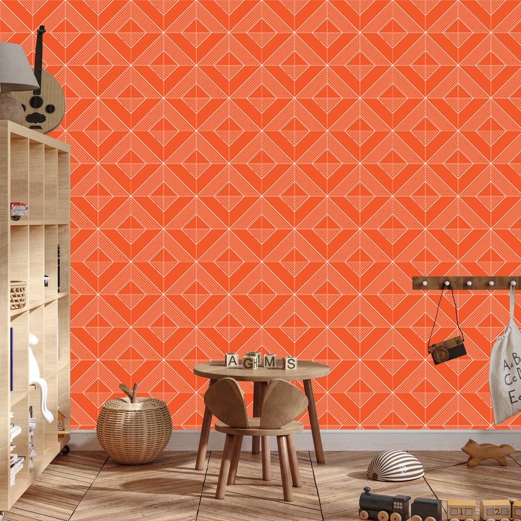 Geometric rhombus wallpaper peach for living room and bedroom 50x1000