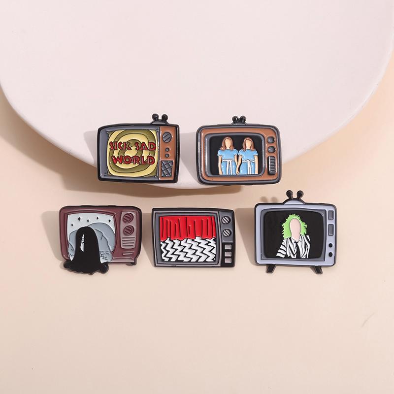 Horror Movie TV Series Enamel Pins Custom Twins Television Brooches Lapel Badges Punk Gothic Jewelry Gift for Fans Friends