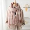 Simple Elegant Faux Cashmere Plaid Warm Tassel Scarf Unisex Winter Fashion