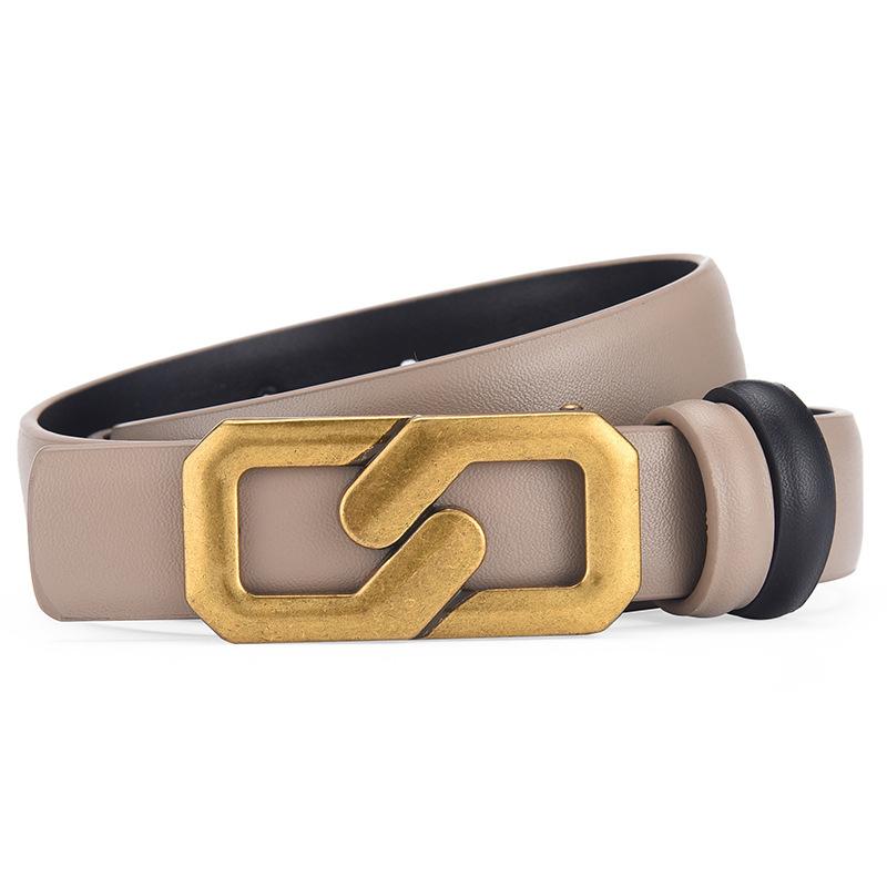 

Mei Mary Women s fashion smooth buckle reversible belt - double-sided minimalist leather belt - cowhide versatile women s pant belt 105cm