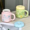 Cute Ceramic Cup with Lid High Value Ins Style Household Couple Water Cup Gift Box Creative Hand Gift Mug