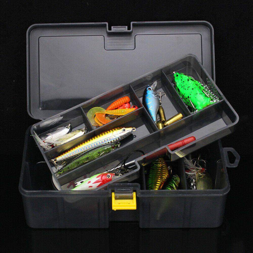Fashionable Practical Plastic Durable Fishing Tackle Box Double Layers Bait Storage Case Waterproof
