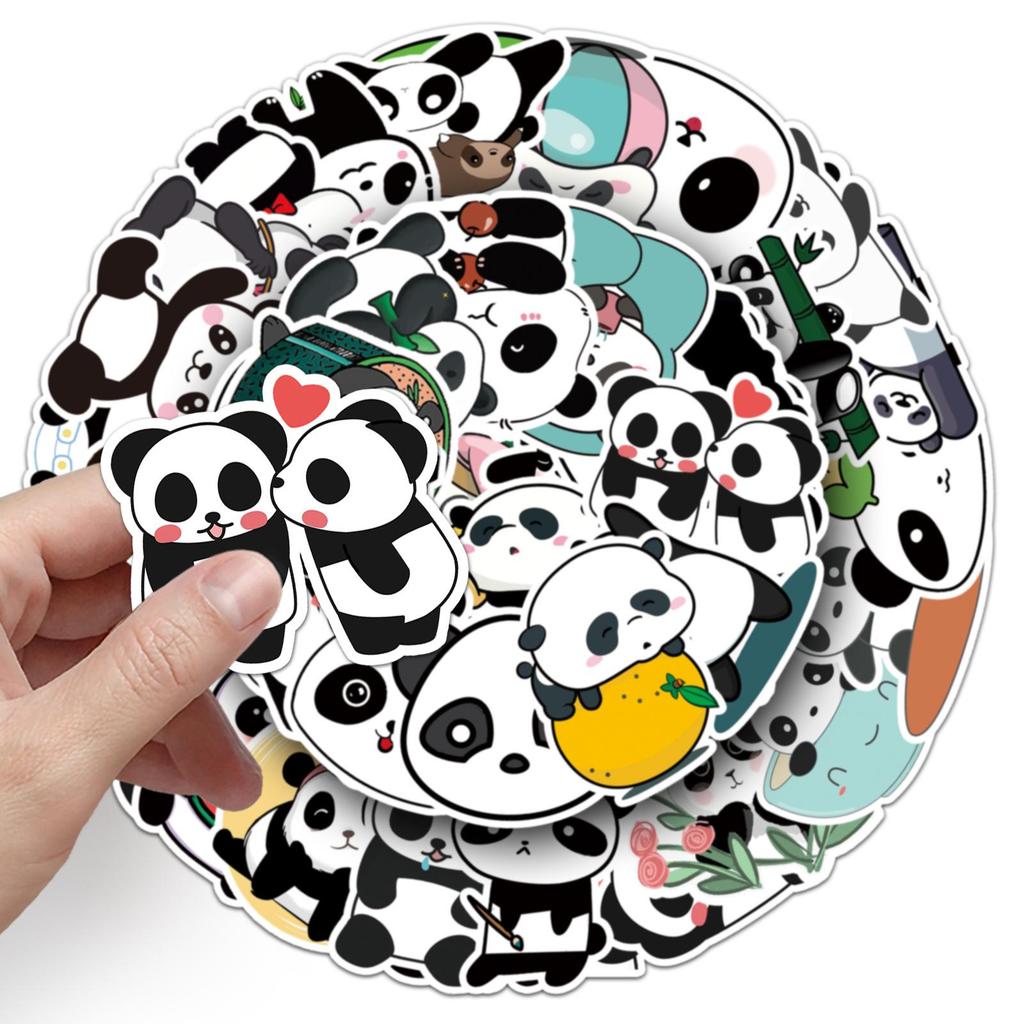 50 Panda Stickers - Trendy Graffiti for Laptops, Suitcases, Cars, and More