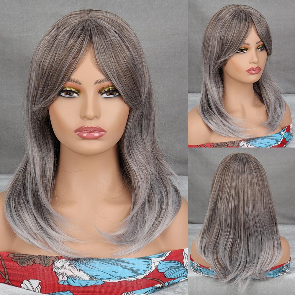 

Синтетические парики MISSQUEEN для женщин, длинные темно-коричневые, золотые парики с челкой, многослойная прическа с естественной волной, волосы для косплея China