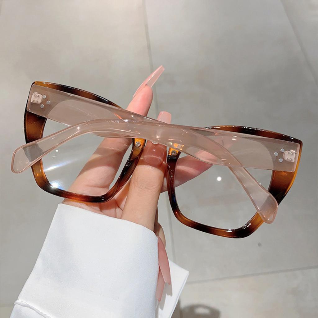 Retro Cat Eye Glasses PC Frame Anti Blue Light Plain Lens for Square Face