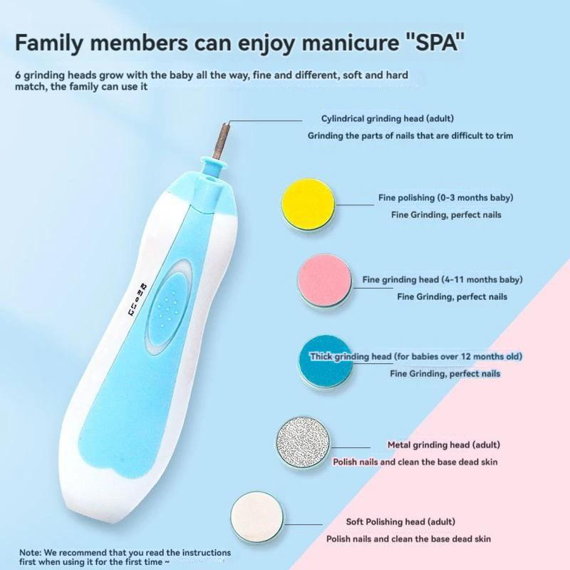 Electric Kids Baby Nail Clipper Light Function Baby Nail Trimmer Baby Accessories Four-Speed Adjustment Low Noise Set