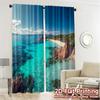 Set Of 2 Flat Printing Curtains Without Rod Azure Coast Creative Popular Versatile Polyester Fabric All Made