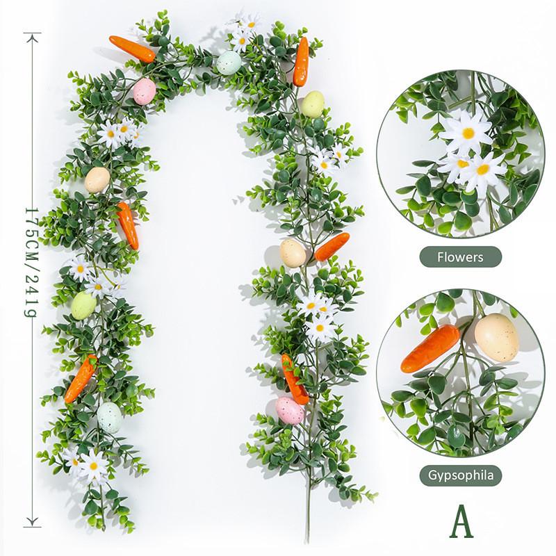 New Easter Egg Garland For Mantle Spring Vine Flower Easter Garland Multi Colored Artificial Hanging Wall Decor For Tree Decor