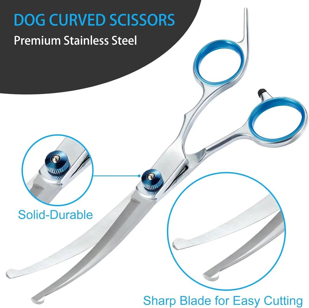 Pet Safety Round Head Grooming Scissors Stainless Steel Blunt Tip Trimming Shears for Dogs Cats Precise Hair Cutting Tool