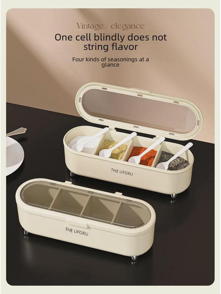 4-Grid Food-Grade Seasoning Jar Set for Kitchen