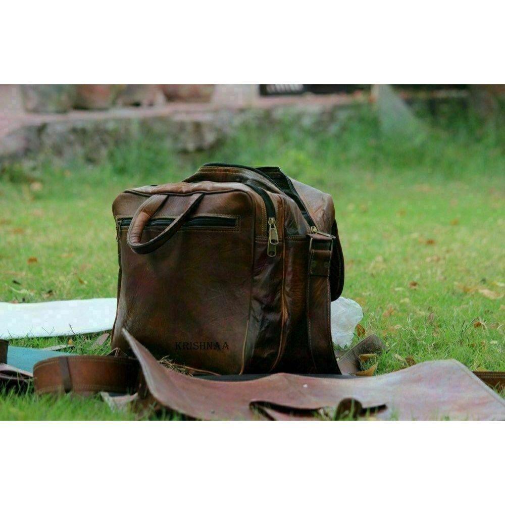 Neue Herren-Aktentasche aus echtem braunem Leder im Vintage-Stil für Laptops und Messenger