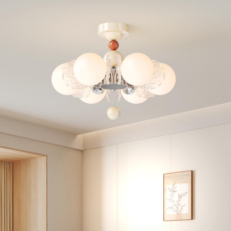 French Luxury Glass Chandelier - Modern Minimalist Lighting for Bedroom or Study