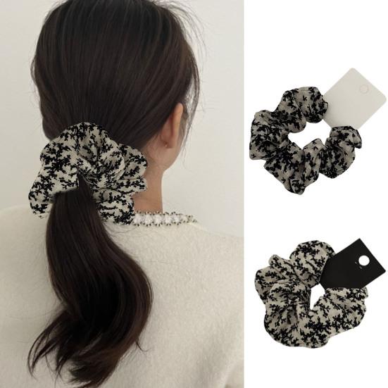 

Женская веревка для волос с цветочным принтом, эластичная лента контрастного цвета, высокая эластичность, винтажная фиксация на волосах, моющийся держатель для хвоста, аксессуар для волос для толстого кишечника