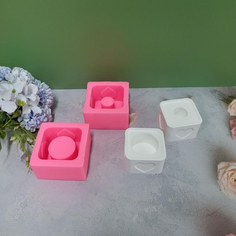 Candle Holder Silicone Molds DIY Castings Moulds Square Candlesticks Resins Molds for Candle Holder Table Decorations