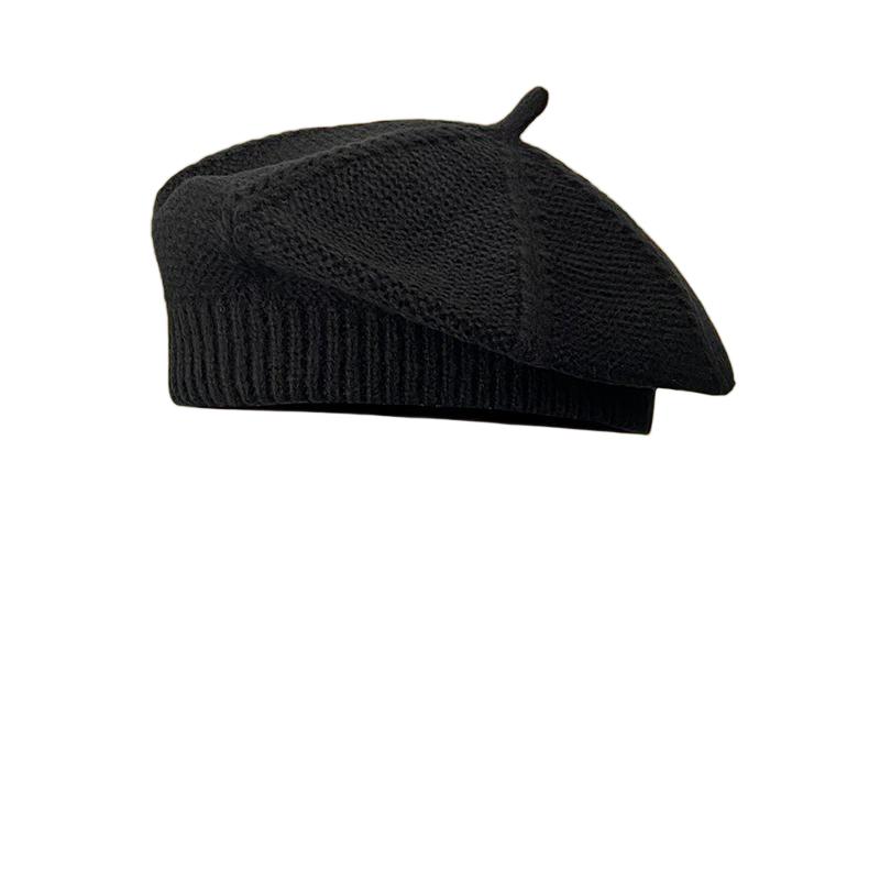 Japanese-Style Knitted Beret For Women Spring Autumn Trendy Solid Color Versatile Artist Hat Sweet And Artistic Octagonal Beret