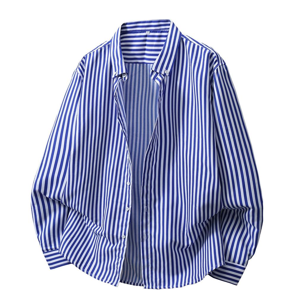 Men S Loose Striped Long Sleeve Casual Shirt